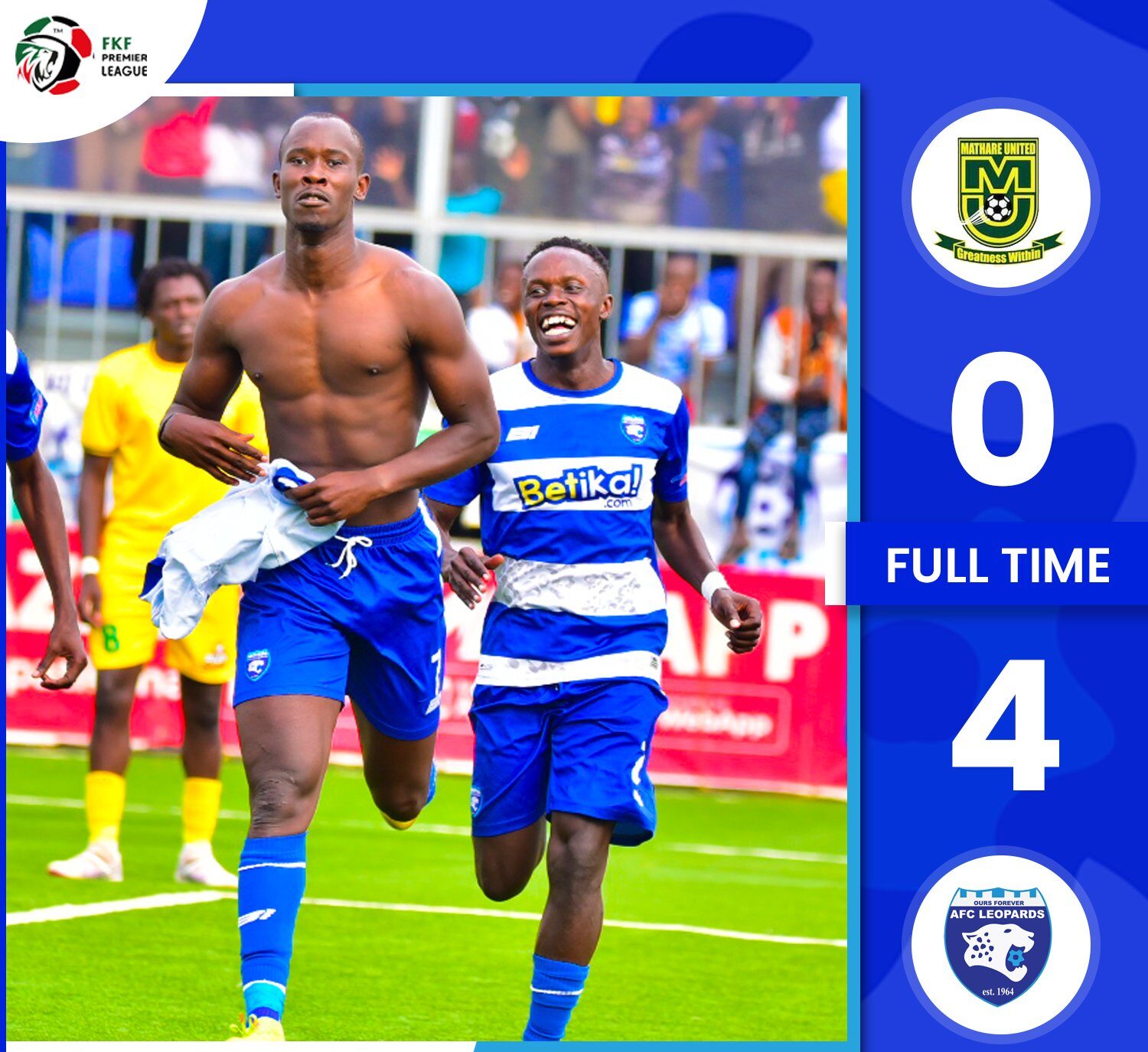 AFC Leopards go top of the league after thrashing Mathare United in season opener