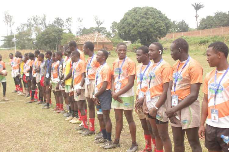 All Saints Embu line up before they played St Mary's Kisubi in the rugby 15s final