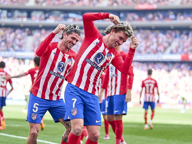 Antoine Griezmann celebrates after scoring first goal 