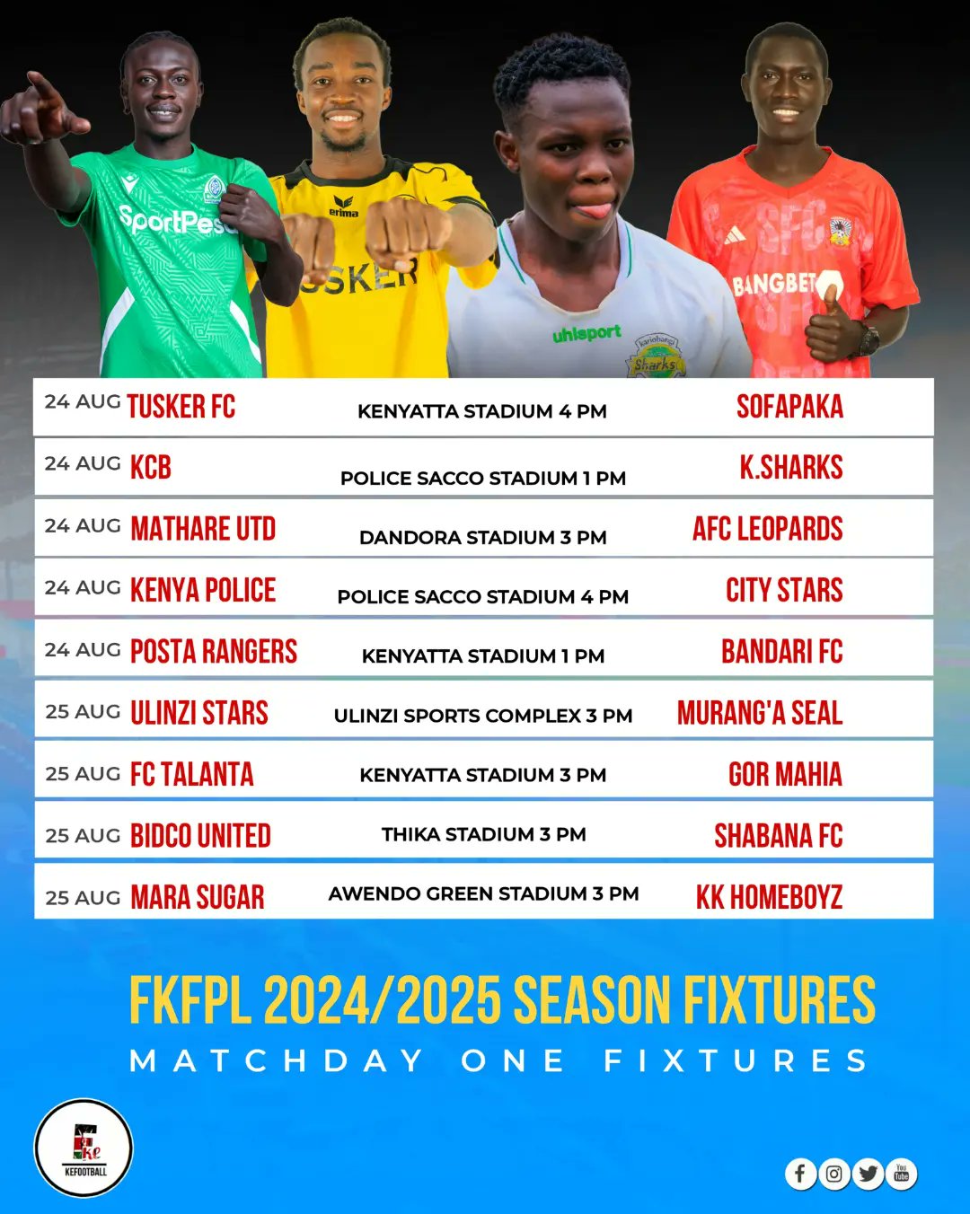 FKFPL Fixtures Matchweek one