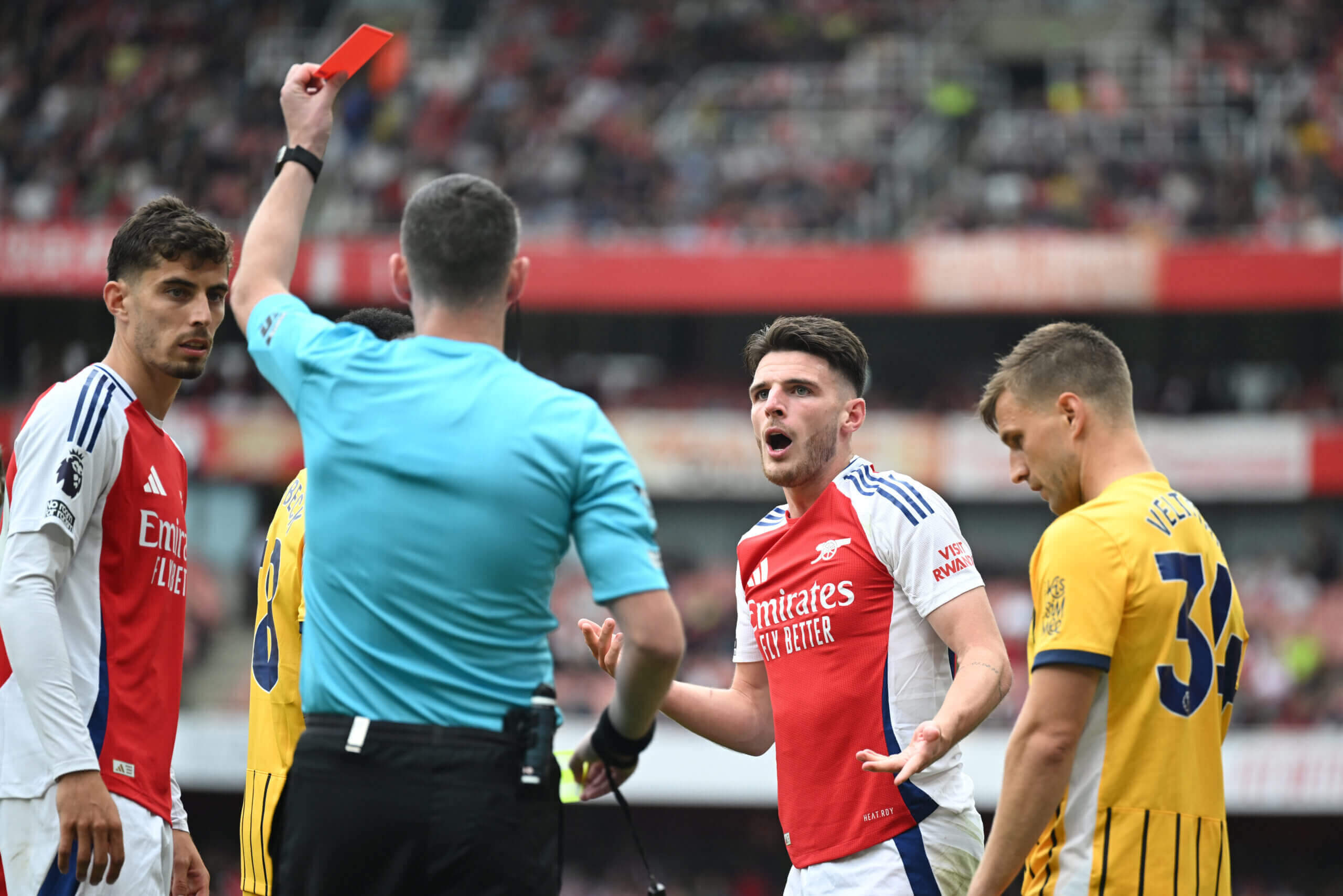 Declan Rice 'fully accepts' bizarre red card as Arsenal midfielder admits to 'sense of guilt' after draw with Brighton