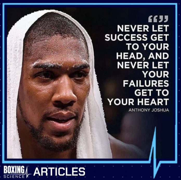 Close-up of Anthony Joshua’s face, showcasing his focused and intense expression before a major boxing match.