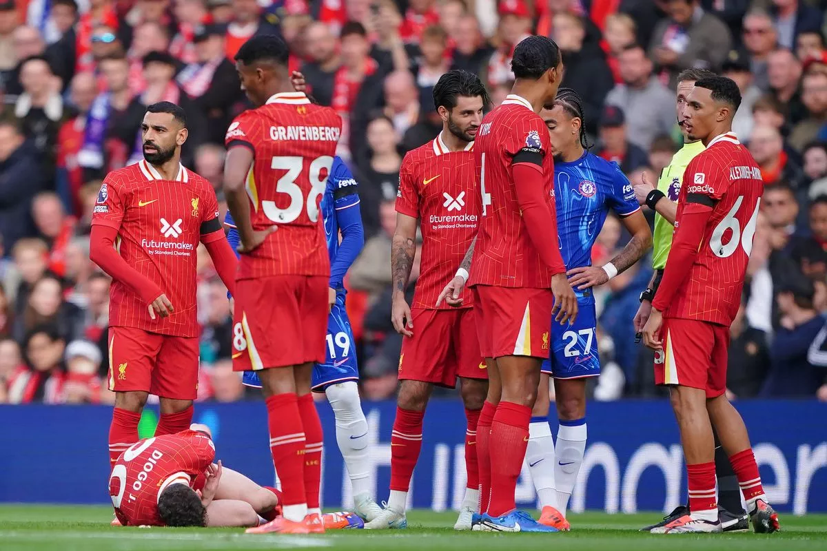 Diogo Jota was forced off injured in the first half ( Image PA)