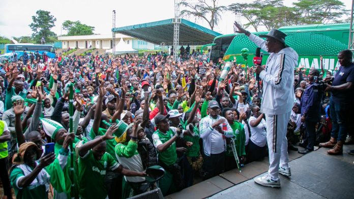 Gor Mahia patron Eliud Owalo during the unveilling of Gor Mahia Bus at Kasarani Sports Center