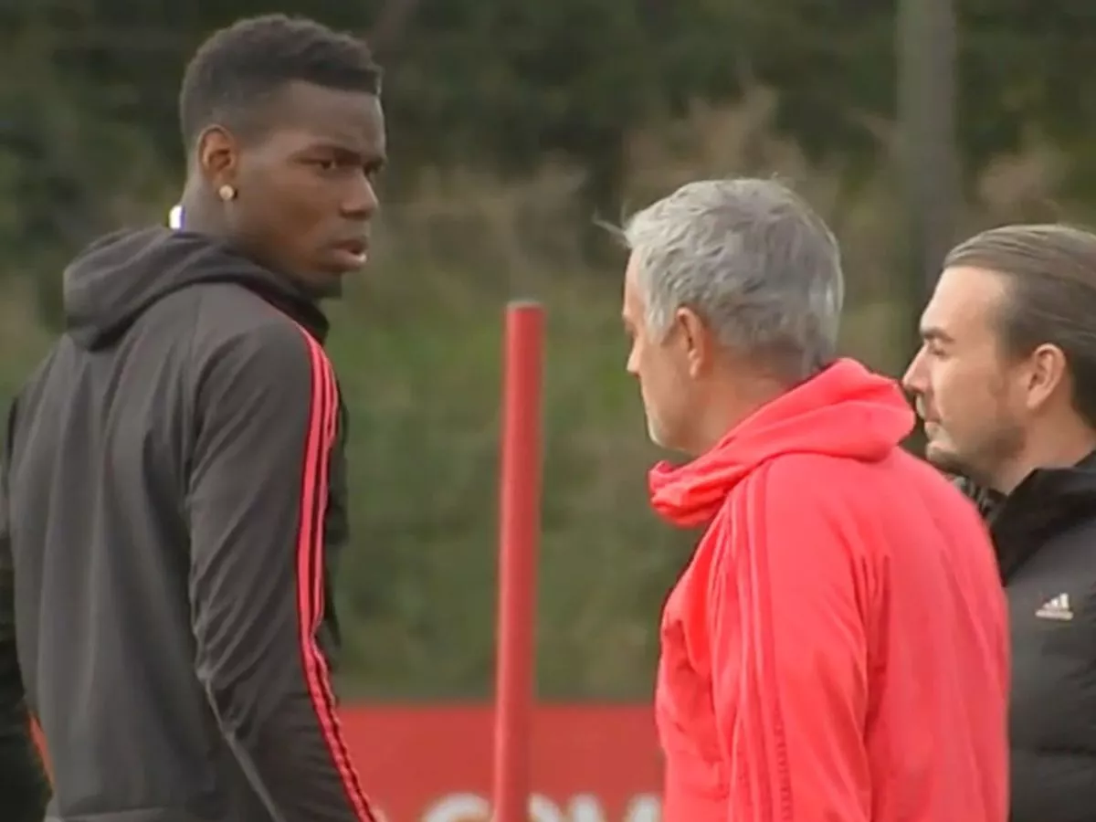 Jose Mourinho and Paul Pogba at one time were spotted engaging in war of words during a training session at Carrington