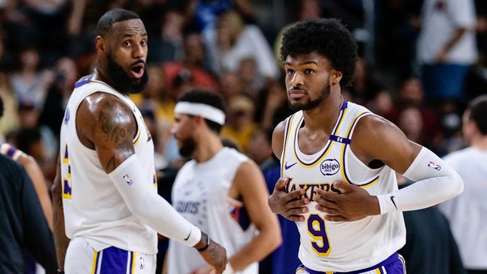 LeBron and son Bronny James play together for the first time