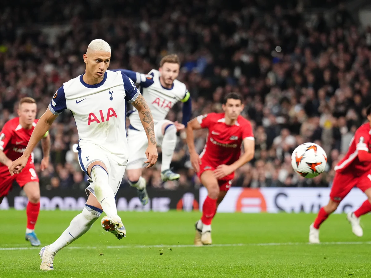 Richarlison scored from the spot after convincing James Maddison to give him the chance for his first goal of the season