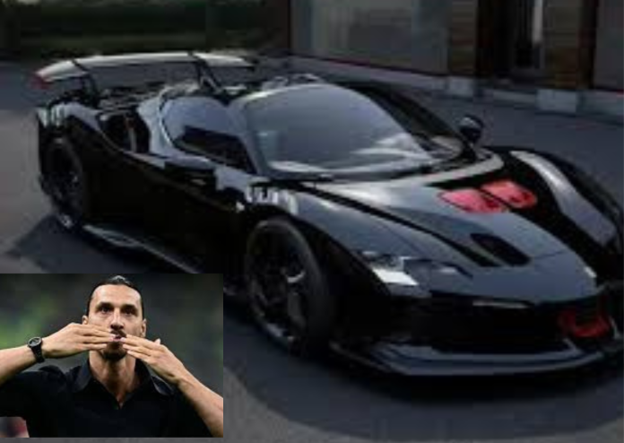 Zlatan Ibrahimovic standing next to his newly purchased Ferrari SF90 Spider, a luxurious birthday gift to himself.