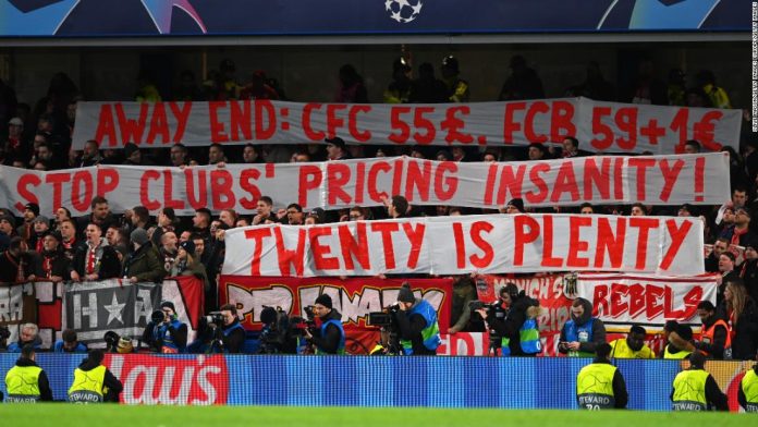 Bayern Munich fans display a banner in relation to ticket prices during the UEFA Champions League match against Chelsea. Clive Mason/Getty Images Europe/Getty Images