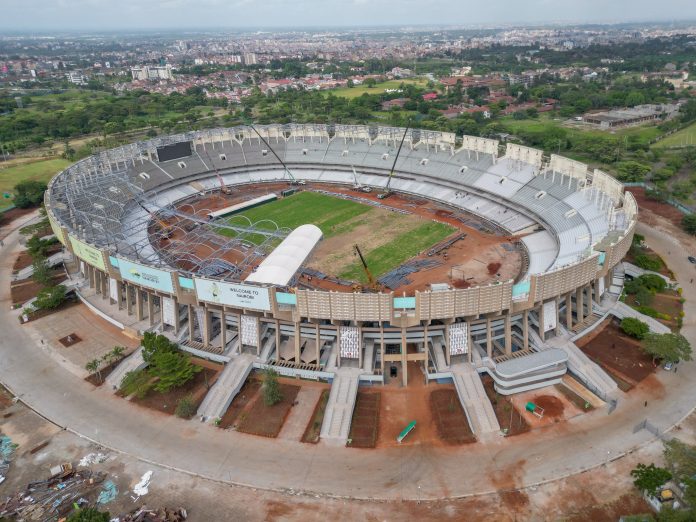 Aerial view of Moi International Sports Centre, Kasarani under renovations ahead of CHAN 2025 tournament