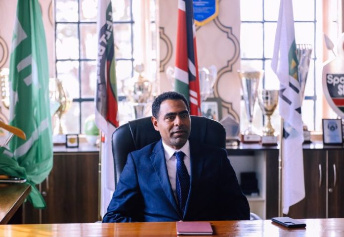 FKF President Hussein Mohammed sits in his office after winning the presidency of the football body. PHOTO/@Football_Kenya/X