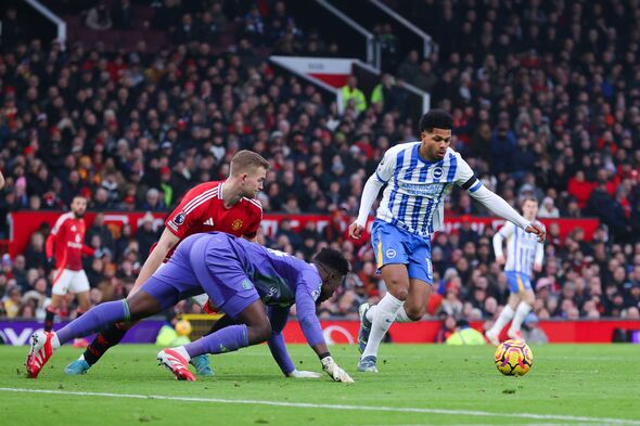 Manchester United Andre Onana gross mistake gifted a goal to Georginio Rutter ( Image: James Gill/Getty Images)