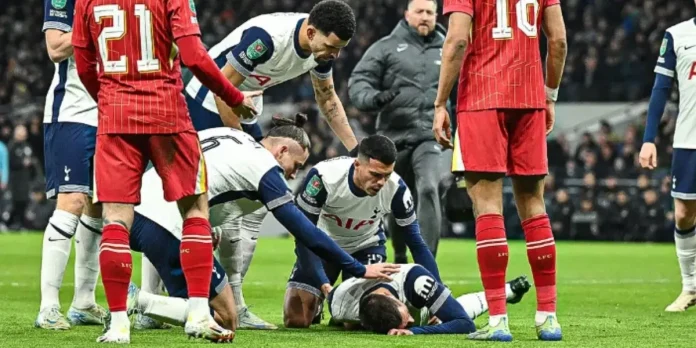 Rodrigo Bentancur appeared to suffer a serious injury early on in Tottenham's semi-final clash with Liverpool in the Carabao Cup, as he received medical treatment for about nine minutes