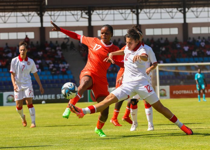 Harambee Starlets squandered several chances as they were held to a 0-0 draw by Tunisia in their WAFCON 2026 qualifier at Ulinzi Sports Complex on Friday.//Photo Courtesy