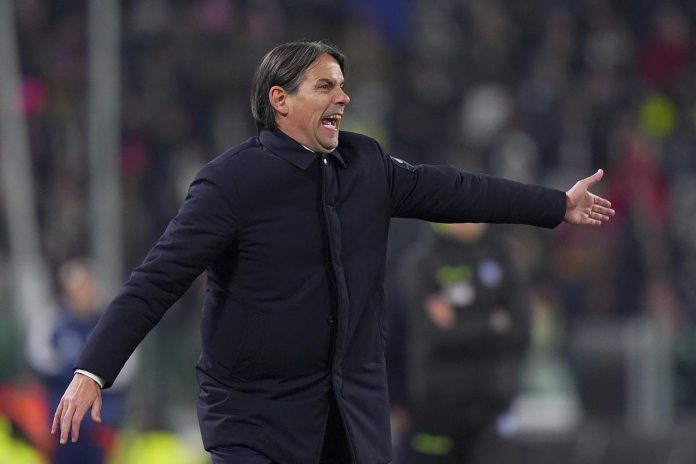 Inter Milan’s head coach Simone Inzaghi gestures during the Italian Serie A match between Juventus and Inter Milan at the Juventus Stadium in Turin, Italy, Sunday, Feb. 16, 2025. | Photo Credit: AP