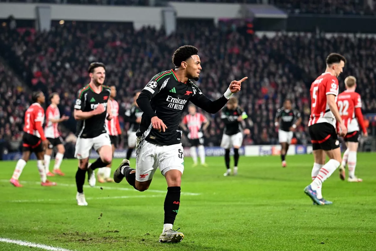 Ethan Nwaneri made history with his first Champions League knockout goal ( Image: David Price/Arsenal FC via Getty Images)