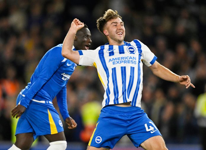 Jack Hinshelwood scores Brighton's late winner after coming off the bench (Reuters)