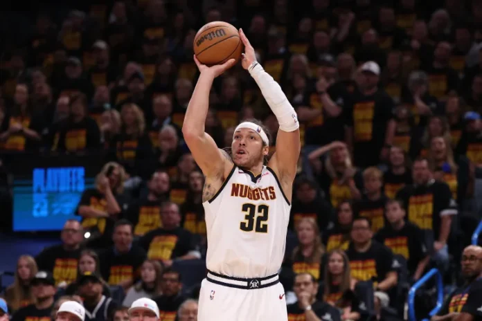 Aaron Gordon #32 of the Denver Nuggets takes the game-winning 3-point shot in Game 1 of the 2025 NBA Playoffs against the Oklahoma City Thunder :[Sam Hodde/Getty Images/via AFP]