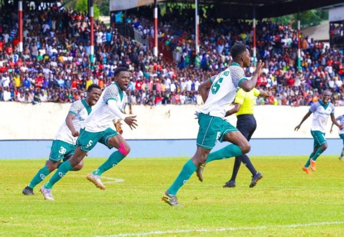 Sylvester Owino celebrates a goal with Gor Mahia fans. PHOTO/@OfficialGMFC/X