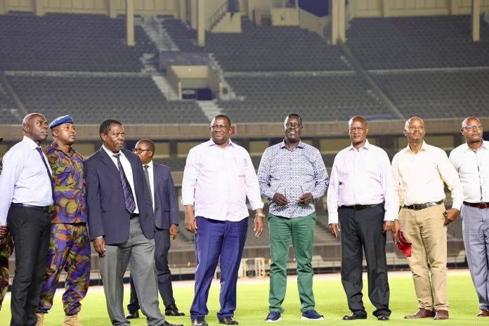 Sports CS Salim Mvurya inspects Kasarani Stadium ahead of CHAN 2024.[Photo: State Department for Sports]