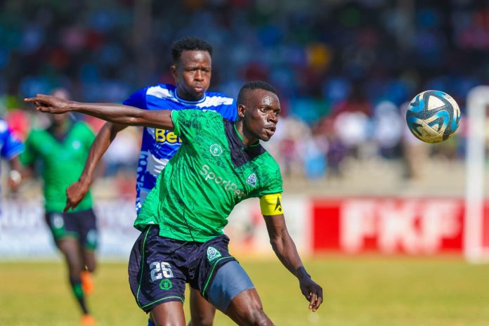 Gor Mahia captain Philemon Otieno in action against AFC Leopards during the 97th Mashemeji Derby played on June 2, 2025 at Raila Odinga Stadium in Homa Bay. :Gor Mahia FC Media [ X]