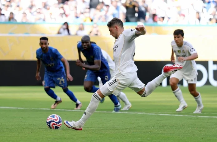 Federico Valverde of Real Madrid misses a penalty kick during the FIFA Club World Cup 2025 group H match between Real Madrid and Al Hilal at Hard Rock Stadium in Miami Gardens, Florida. - AFP PIC