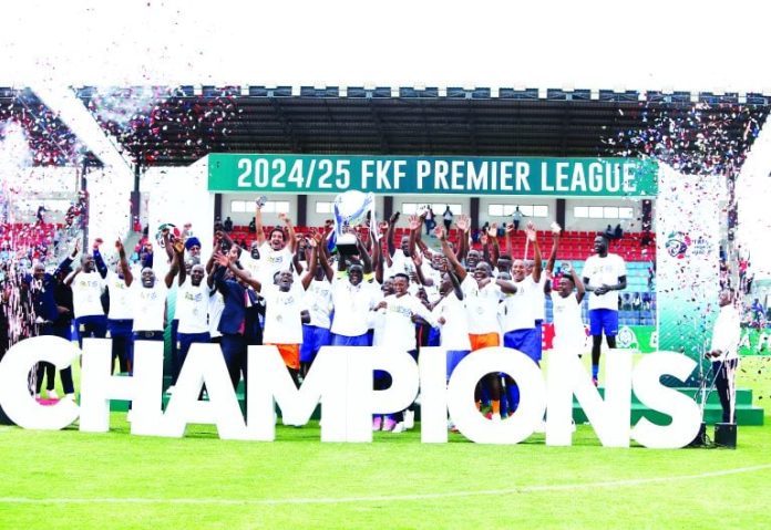 Kenya Police lift the FKF Premier League trophy:Police FC Media