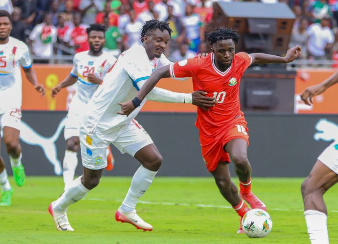 Kenya's goalscorer Austin Odhiambo in action FKF Media